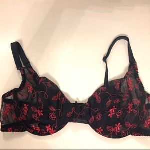 embroidered mesh bra